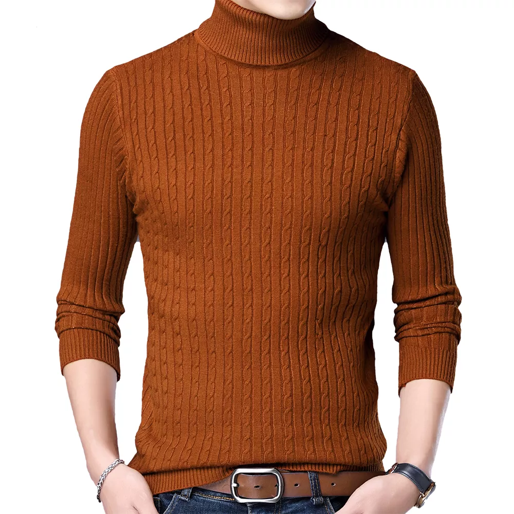 High Neck Warm Knitted Sweater Men Pullover Fashion Christmas Sweaters Brand Men Slim Fit Pullover Sweaters Male Kni